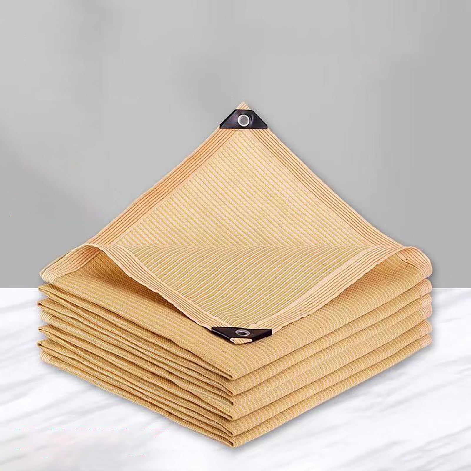 Lona de Malla de sombreo Beige de 6x10 m con Ojales para jardín, Patio, Invernadero, pérgola, para Dar Sombra a Las Plantas y protegerlas del Sol.