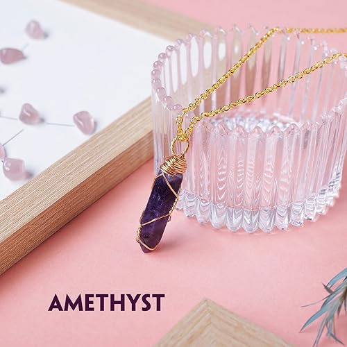 Miniatura 3 de Collar de cristal natural de doble punta hecho a mano tejido curativo con bala de cristal curativo pulido piedra de energía Reiki con caja de regalo