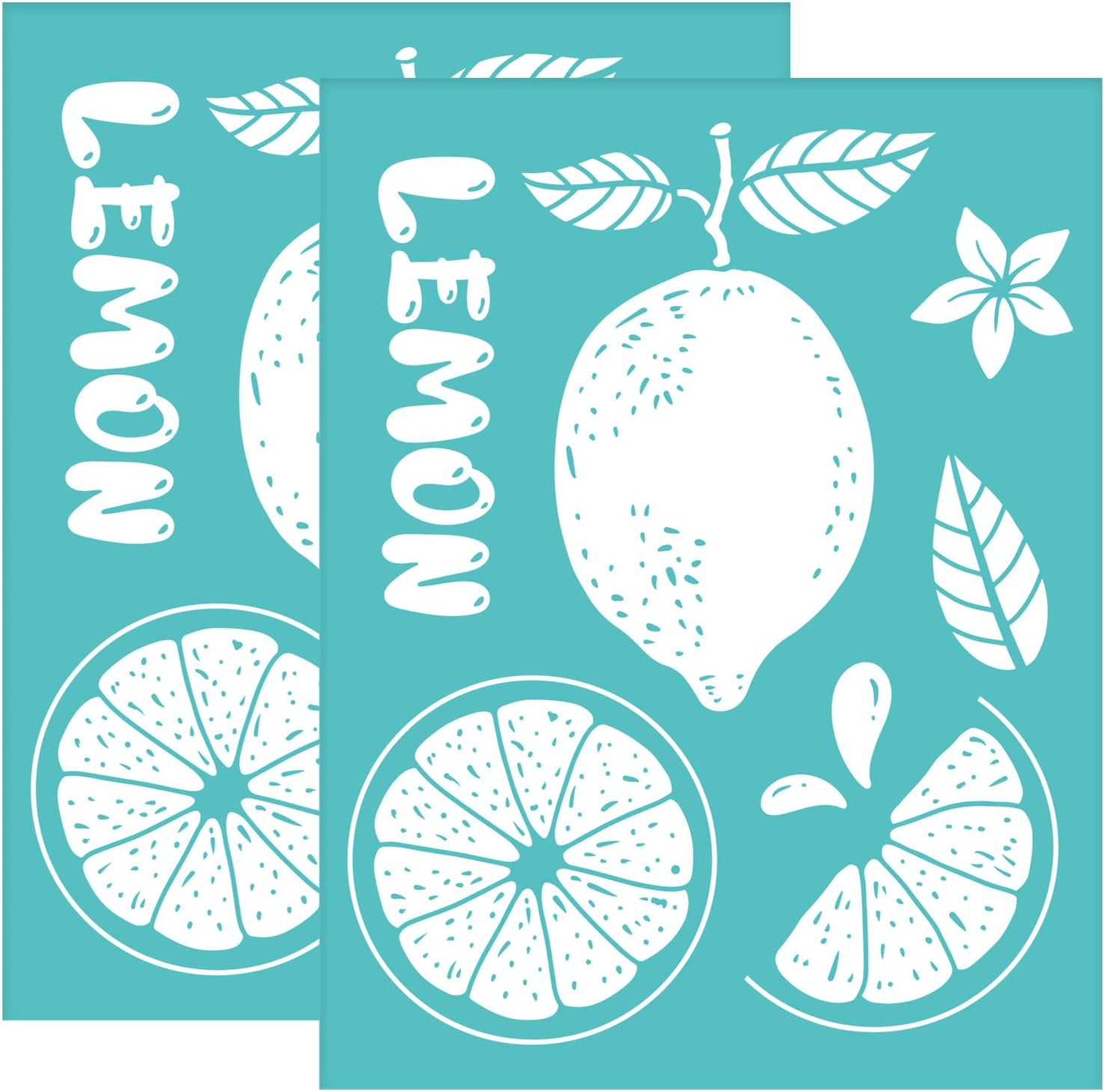 OLYCRAFT 2Pcs Silk Screen Stencils Self-Adhesive Silk Screen Printing Stencils Summer Lemon Theme Screen Printing Template for Painting on Wood-220x280mm