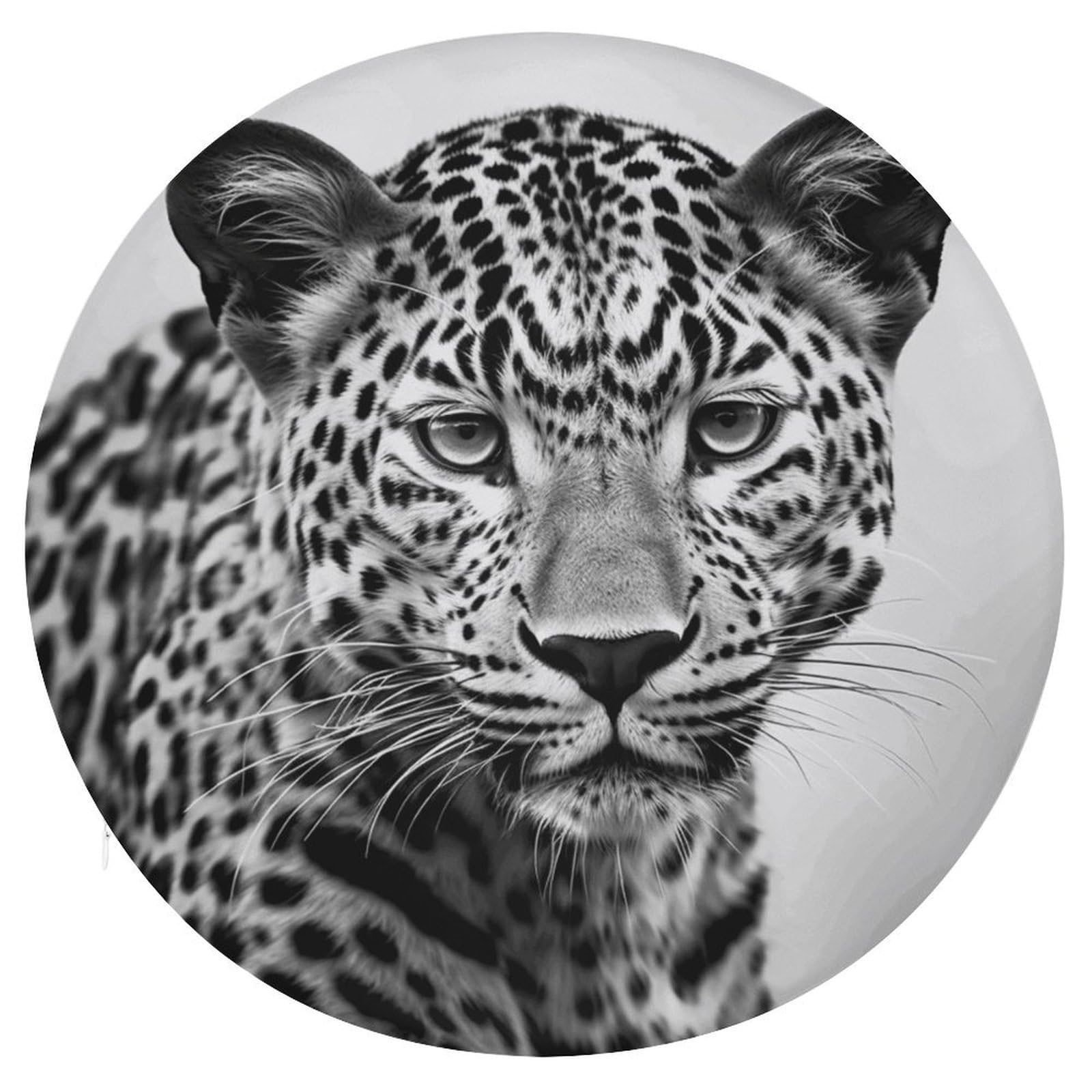 FekiLoot - Leopard Black White Round Memory Foam Chair Cushion with Removable Cover for Bedroom Sofa Kitchen Office 15.3 x 15.3 Inch