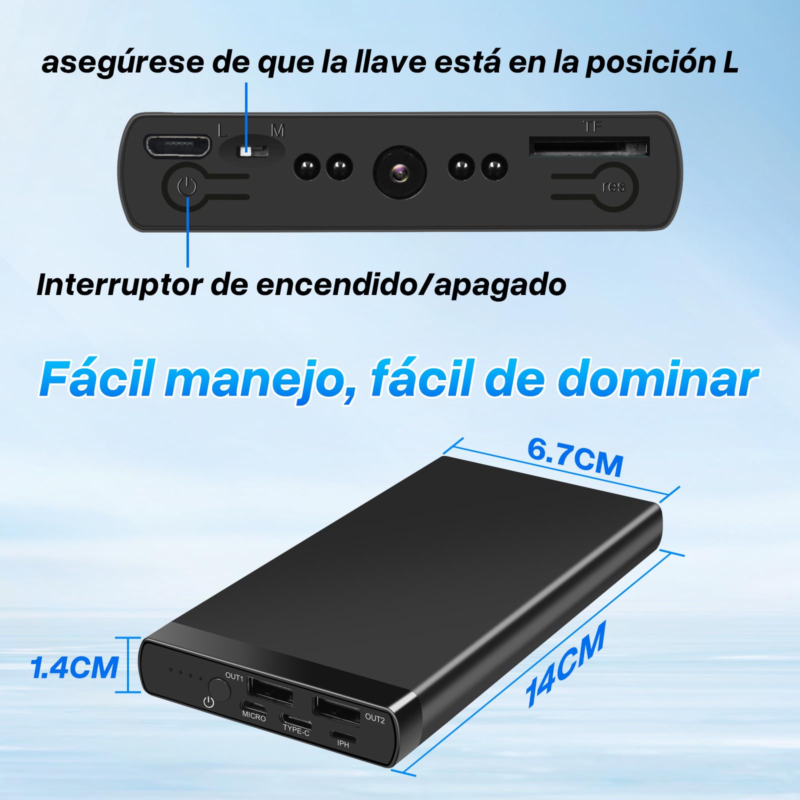 Power Bank Spy CAM 10000mAh, Mini Cámara Oculta Espía HD 1080P, Portátil Cámara Espía sin WiFi, Micro Camara Oculta con Visión Nocturna para Uso Interior y Exterior, Casa, Viajes, etc.