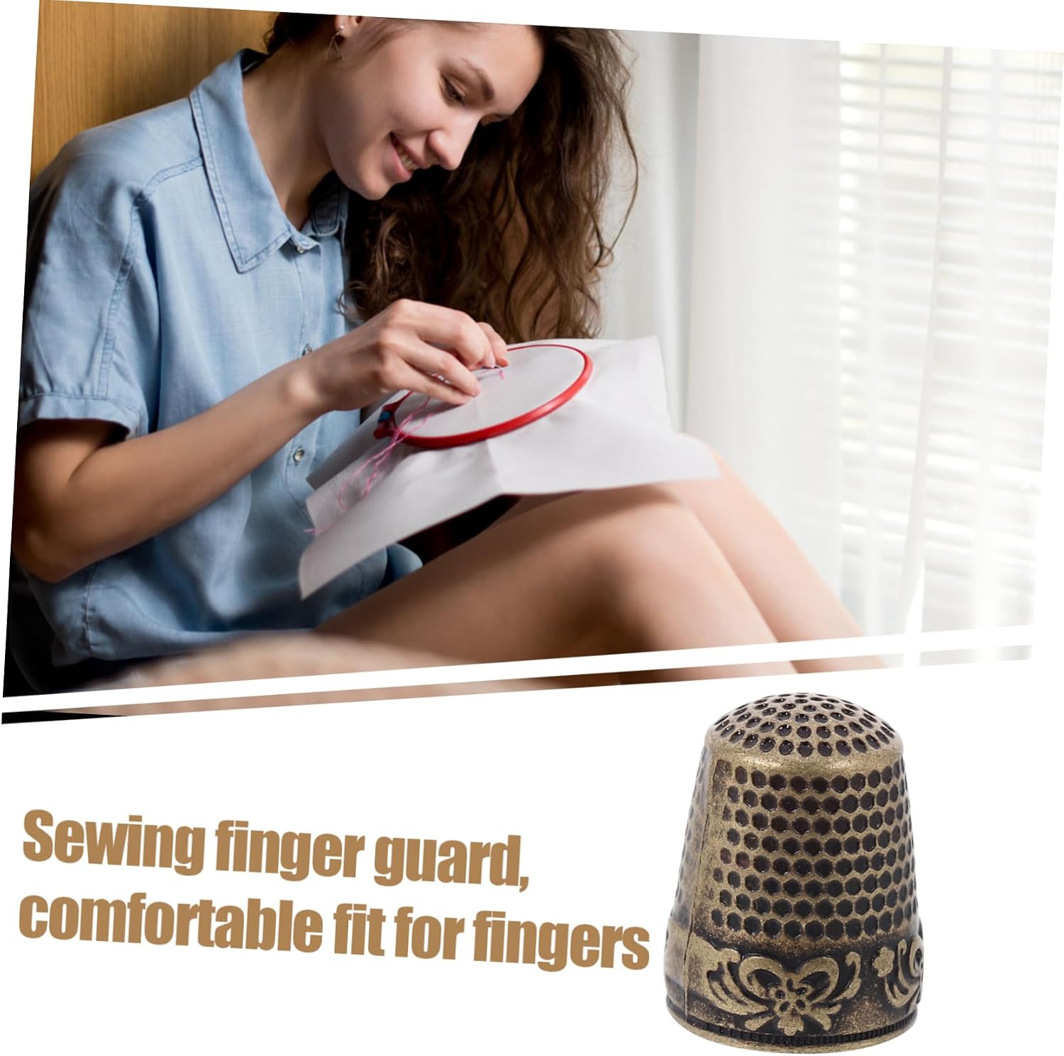 PLAFOPE 10pcs Thimble Guards Dent Pattern and Portable for Sewing Needlework Thumb Protect