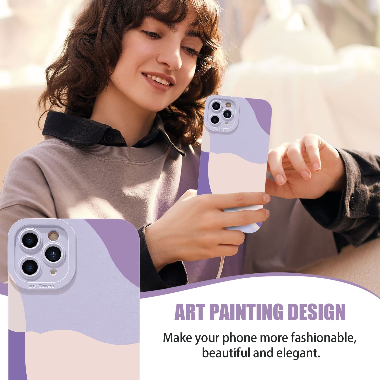 ECZOIL Cover per iPhone 11 Pro Max Pro,Con Protezione Della Fotocamera,graziosa Disegno di pittura d'arte carino Ultra Sottile Morbida TPU Case for iPhone 11 Pro 6,5 pollici for women girl-Viola