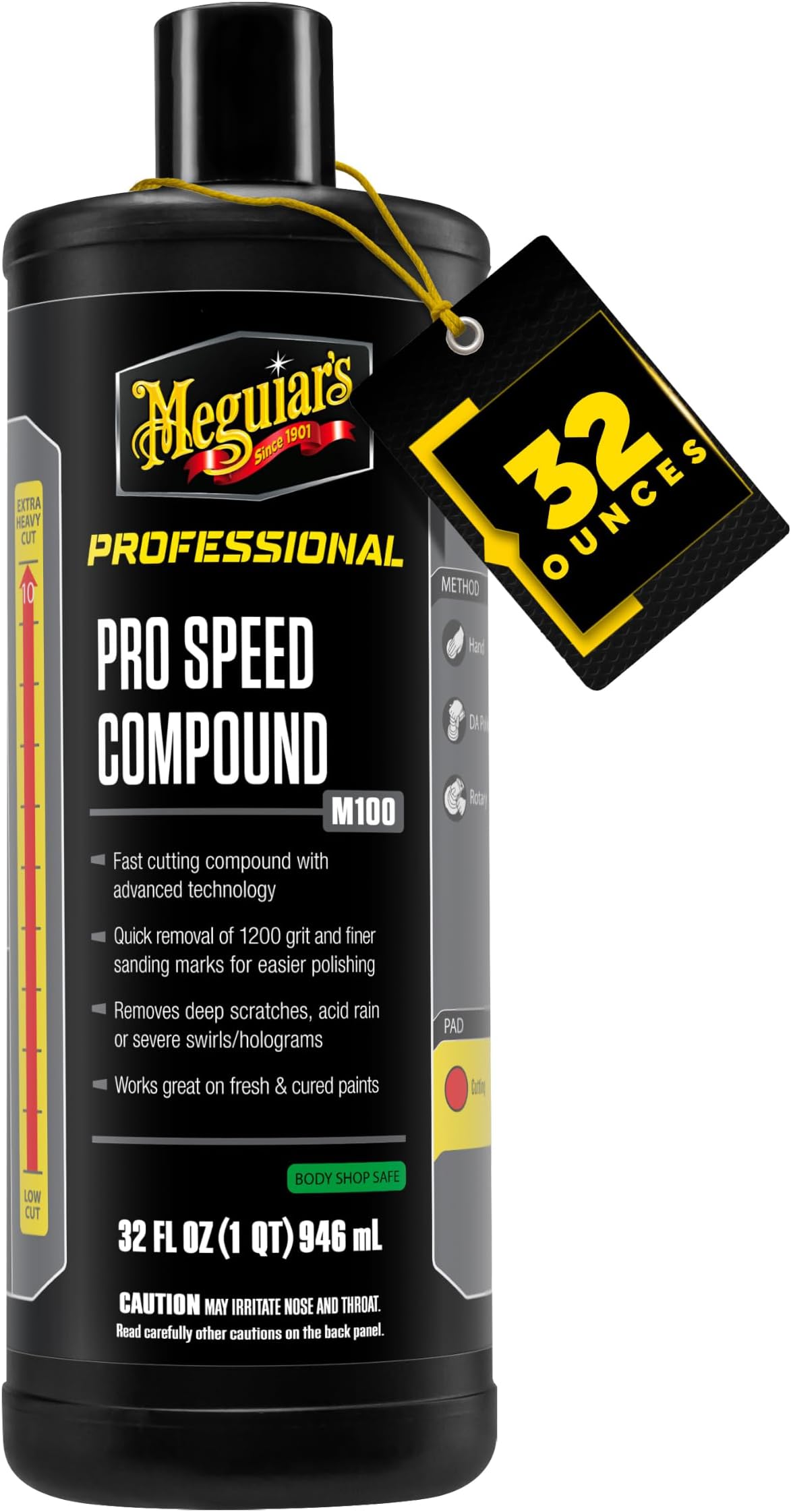 Meguiar's Professional M100 Pro Speed Compound, 32oz | Fast-Cutting Rubbing Compound for Cars, Offers Heavy Scratch & Swirl Removal, Professional Car Polish, Car Compound