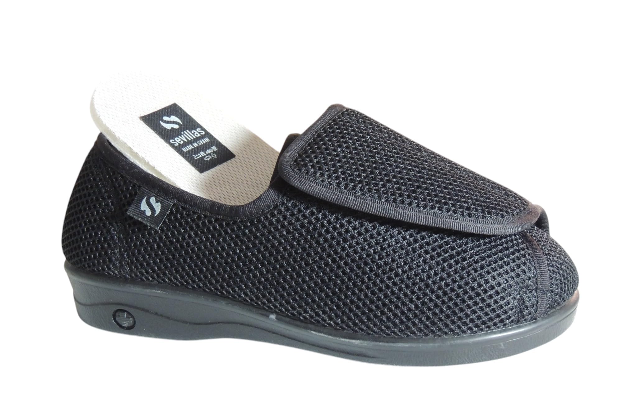 Calzados Romero Zapatilla para Pies Delicados en Ancho Especial para Mujer Tratamiento Antibacteriano Sanitized Negro Talla 38