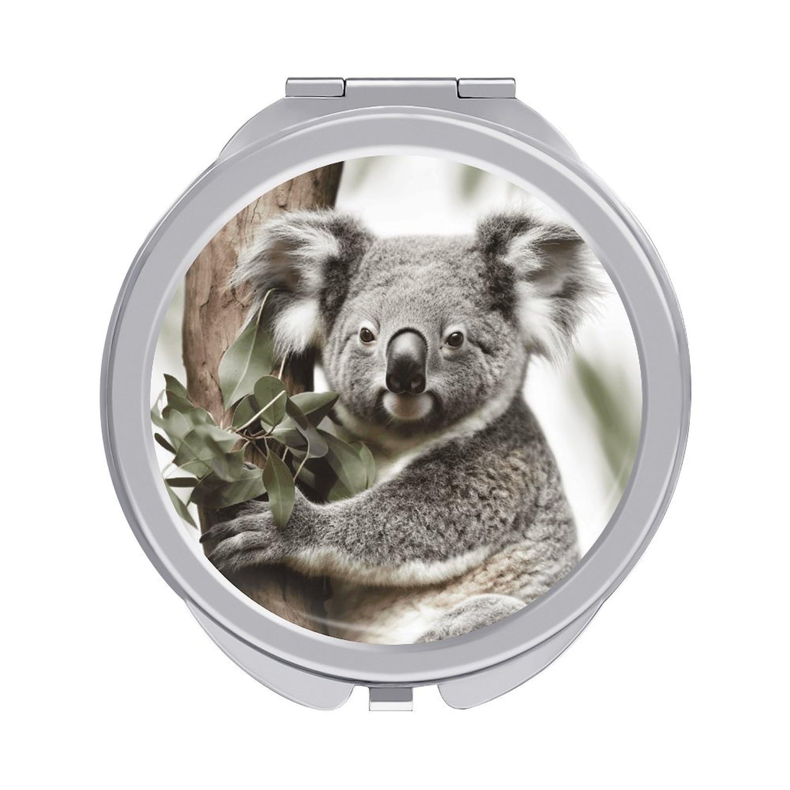 VstaDank Koala Travel Makeup Mirror Cute Compact Mirror for Women 1X/2X Magnifying Metal Pocket Makeup Mirrors Folding Round Makeup Mirrors for Handbag Wallet & Gift