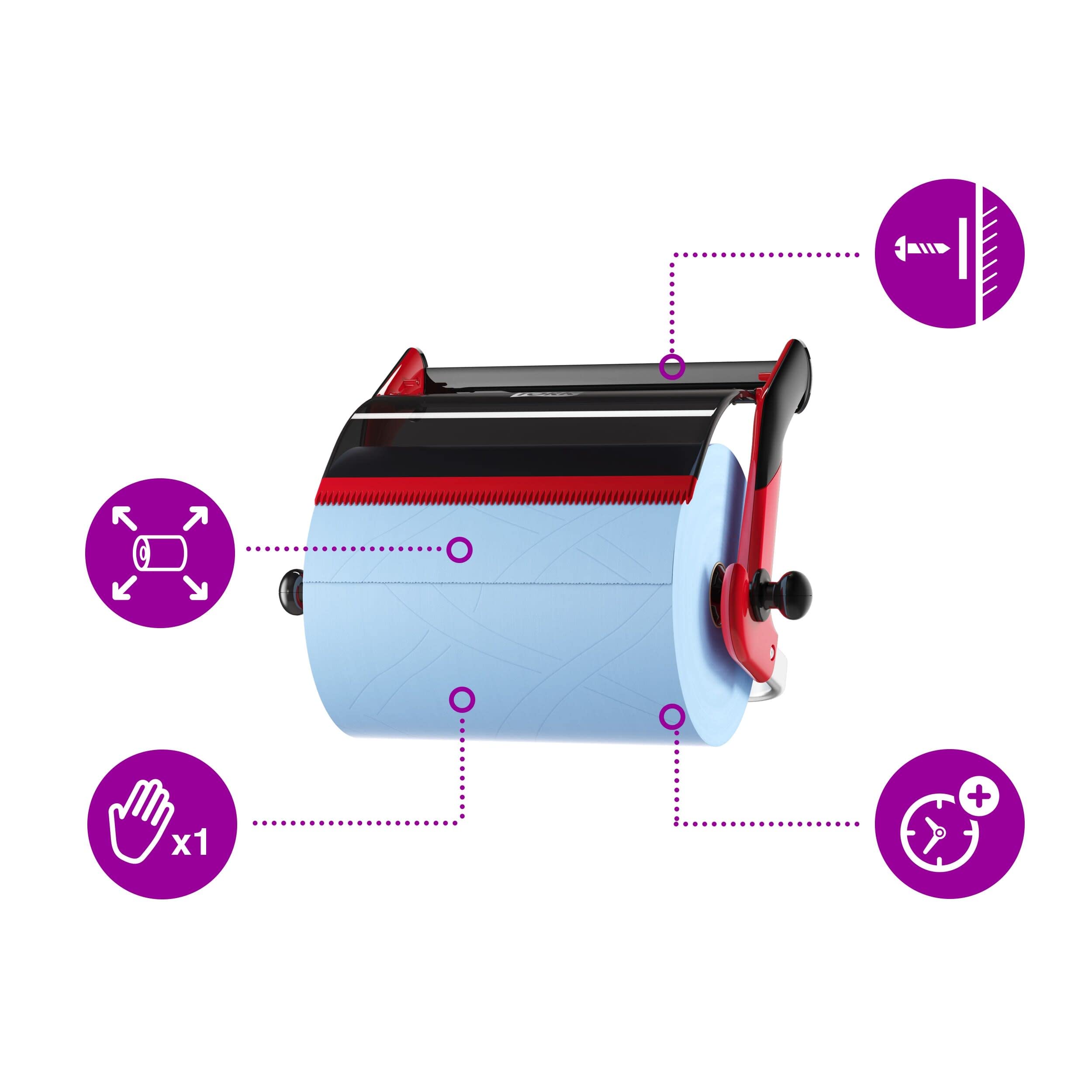 Tork 652108 Dispensador de Papel de Secado, Rojo/Negro