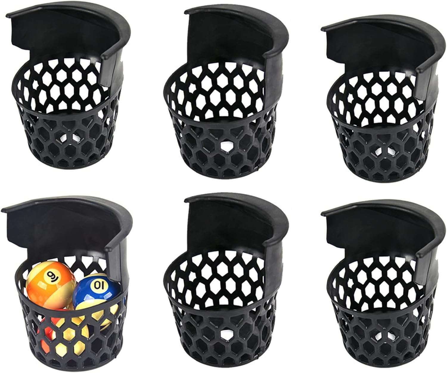 Pool Table Billiards Pockets Replacement: 6 Pcs Billiard Basket Web, Durable Plastic Billiard Ball Storage Basket, Pool Table Accessories Kit, Pool Tables Replacement Parts Billiards Table Net