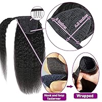 Vista 35 de Human Hair Water Wave Drawstring Ponytail Extensions - Natural Black Corn Wave for Black Women - Clip in Extensions (20")