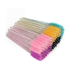 G2PLUS 100PCS Crystal Eyelash Mascara Brushes Wands Applicator Makeup Kits, Mascara Wands Lash Spoolies for Eyelash Extensions and Eyebrow Brush (Multi-colored)