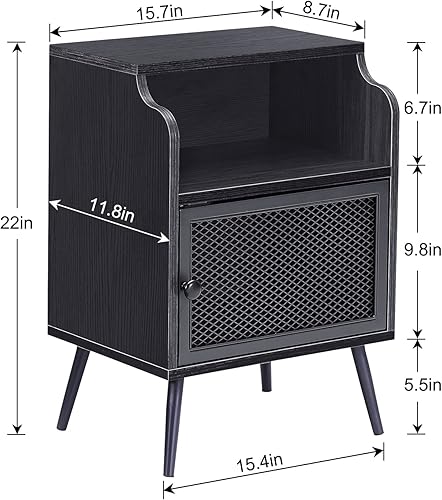 Miniatura 2 de VECELO Mesita de noche con armario de almacenamiento mesa auxiliar con cajón mesita de noche para el hogar dormitorio sala de estar fácil montaje