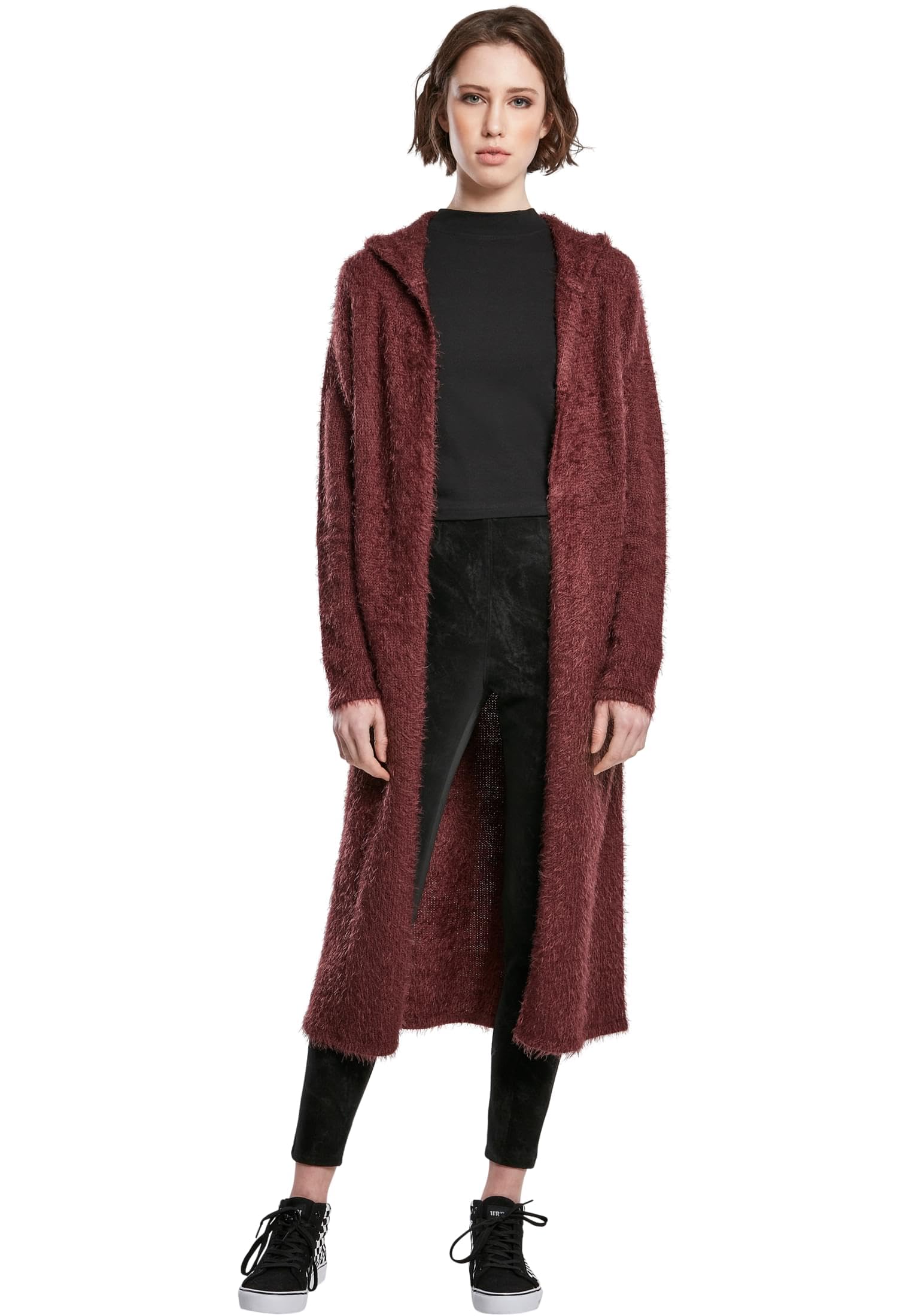 Urban Classics Women's Cherry Feather Cardigan Hooded Sweatshirt, Xs Uk