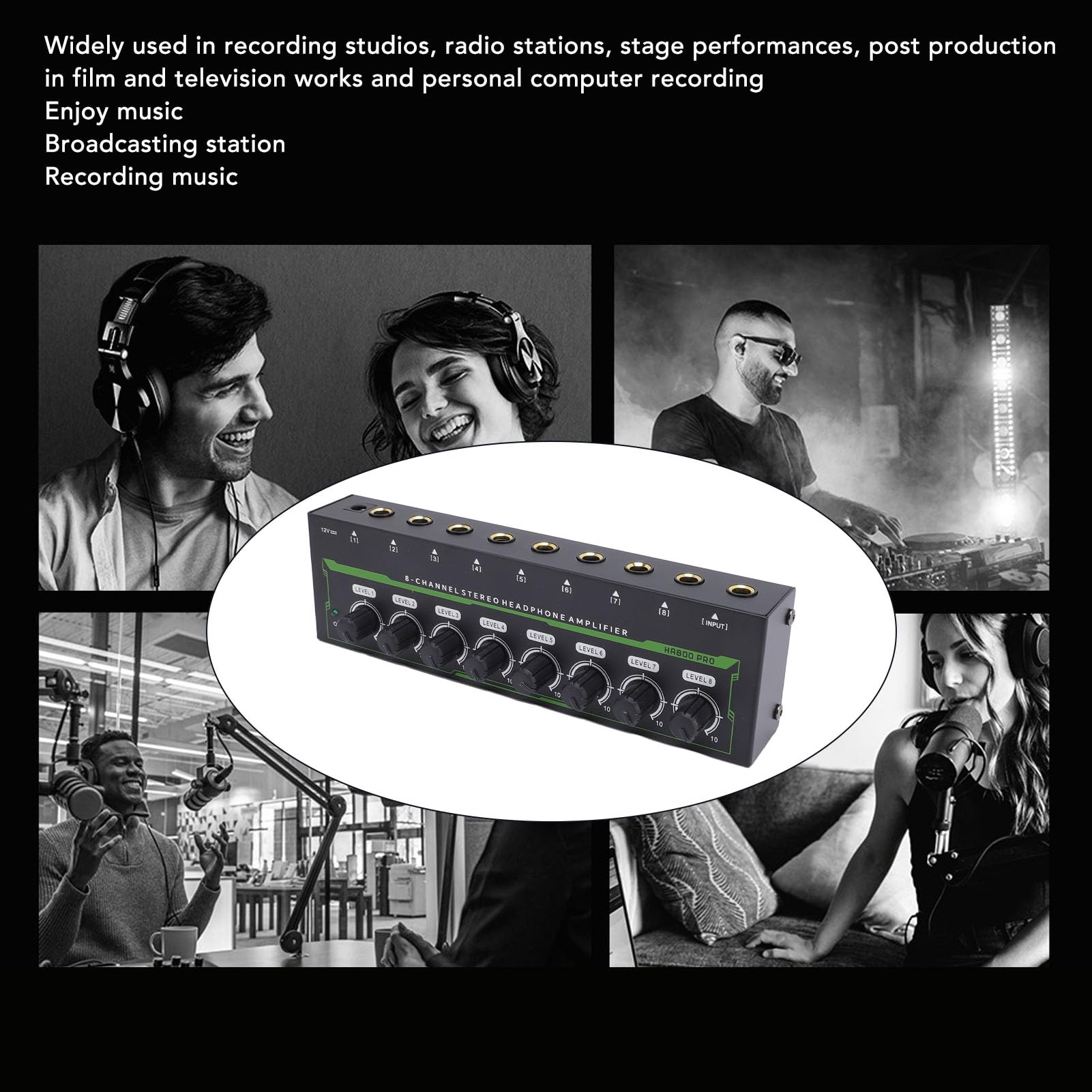 Amplificador de Auriculares con luz RGB con Amplificador operacional 4580 de bajo Ruido, un Amplificador de Auriculares estéreo de 8 Canales con Control de Volumen