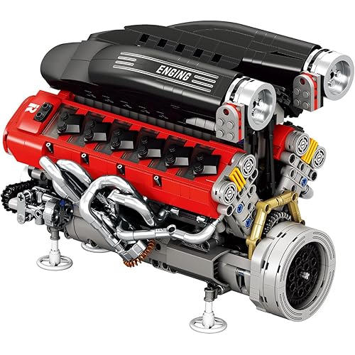 Reobrix V12 Engine Building Kit for Adults, 65° V-Angle Supercar Engine Model with Motor, Precision Mechanical Model Engines Kit for Display & Collection, STEM Gift for Car Enthusiasts