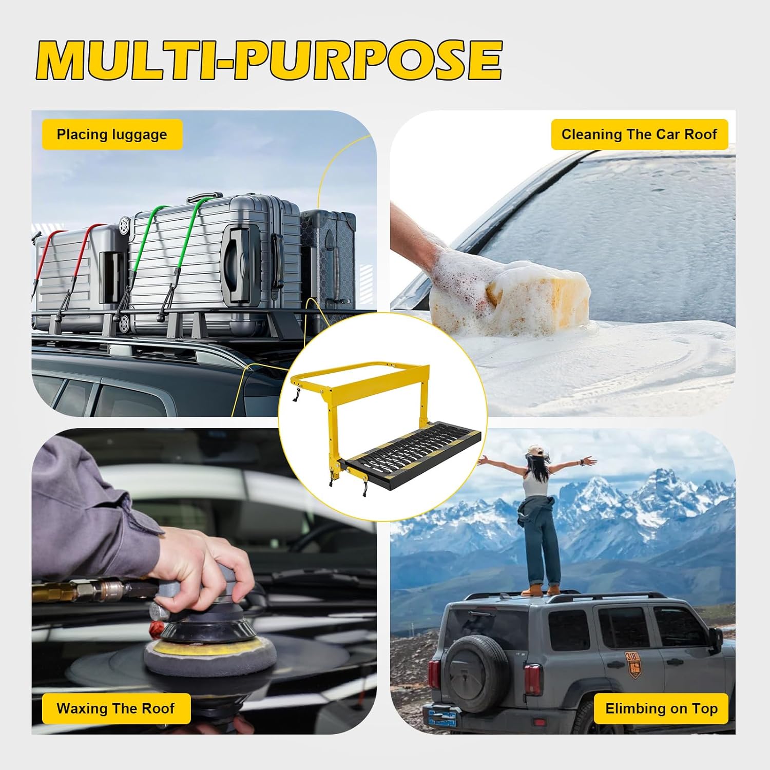 Truck Tire Step, Heavy-Duty 350lbs Folding Step with Anti-Slip Surface, Adjustable Tire Step for Pickup Trucks, SUVs and RVs, Portable Tire Table with Non-Slip & Reflective Design