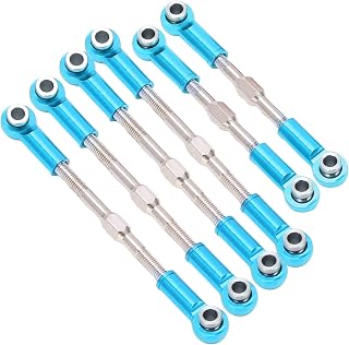 Dilwe RC Pull Rod Set, Aluminium Alloy Long and Short Pull Rod Steering Servo Linkages Tie Rod for WLtoys 1/14 RC Car RC Car Parts RC Accessories(Blue)