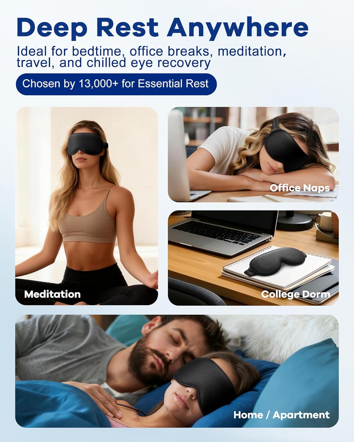 3D Weighted Cooling Gel Eye Mask for Sleeping, FSA Eligible Items HSA, 6oz Gel-Weighted Sleep Mask, 100% Blackout, Gentle Pressure & Cold Relief for Migraine, Ice Cold Gel for Puffy Eyes, Eye Care
