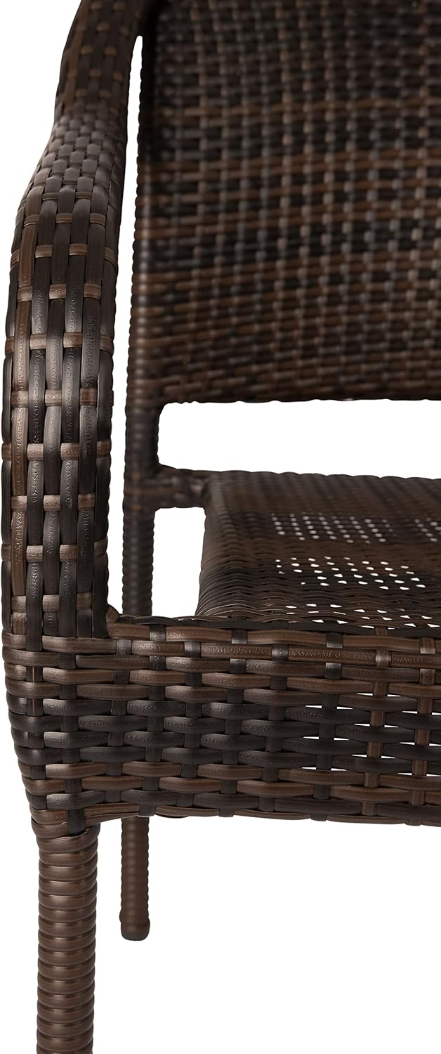 Balkene Home 63490 Rhodos Cafe Stacking Chairs in Mocha All Weather Wicker Construction No Assembly Lightweight for Indoor & Outdoor - Set of 4