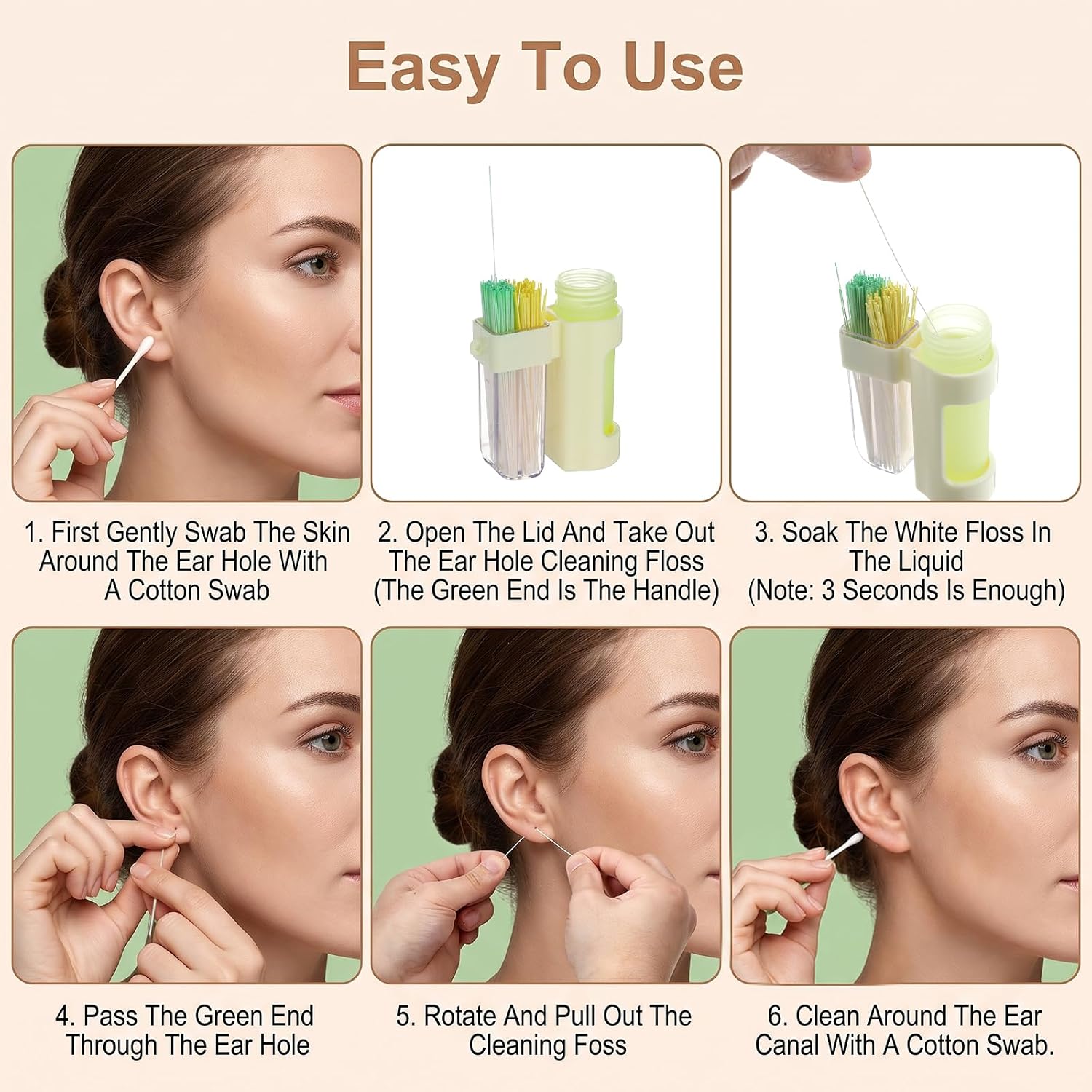 Ear Hole Piercing Cleaner with 240PCS Disposable Ear Piercing Cleaning Floss