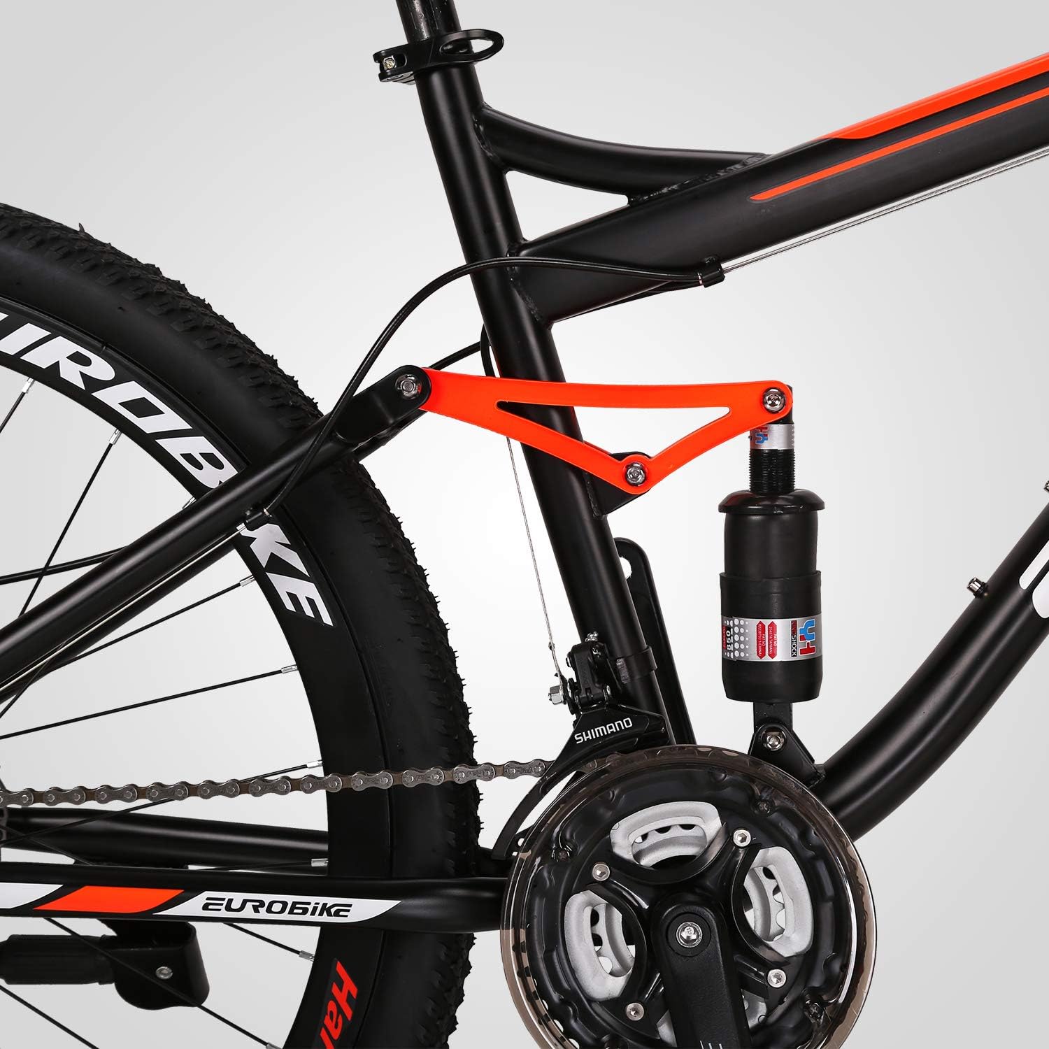 EUROBIKE YH-S7 Full Suspension Mountain Bike 18 inch Frame 21 Speed Shifter 27.5 Inch Wheels Dual Disc Brakes Bikes for Mens Bicycle (Multi-Spoke)