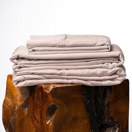 Olive + Crate Eucalyptus Sheets Set – Cooling Sheets for Hot Sleepers – 100% Organic Tencel Lyocell – Queen Size – Hypoallergenic, Moisture-Wicking, Deep Pockets, Soft, Durable 60" x 80" [Barely Pink]