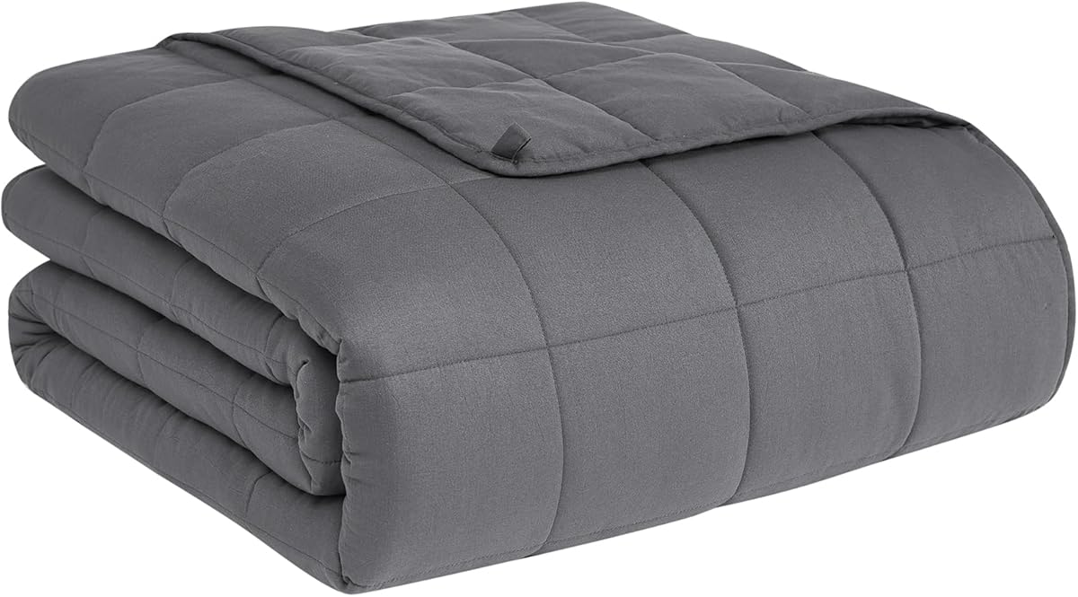 CuteKing Weighted Blanket for Adults (20lbs, 60"x80", Grey) Heavy Blanket for 180-190lbs, Weighted Blanket for Cooling &amp; Heating with Premium Glass Beads, Soft Thick Blanket for Adult All-S