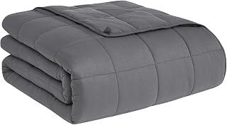 CuteKing 15lbs Weighted Blanket Adults 140-150lbs 48x72 Grey Glass Beads Cooling All-Season Breathable