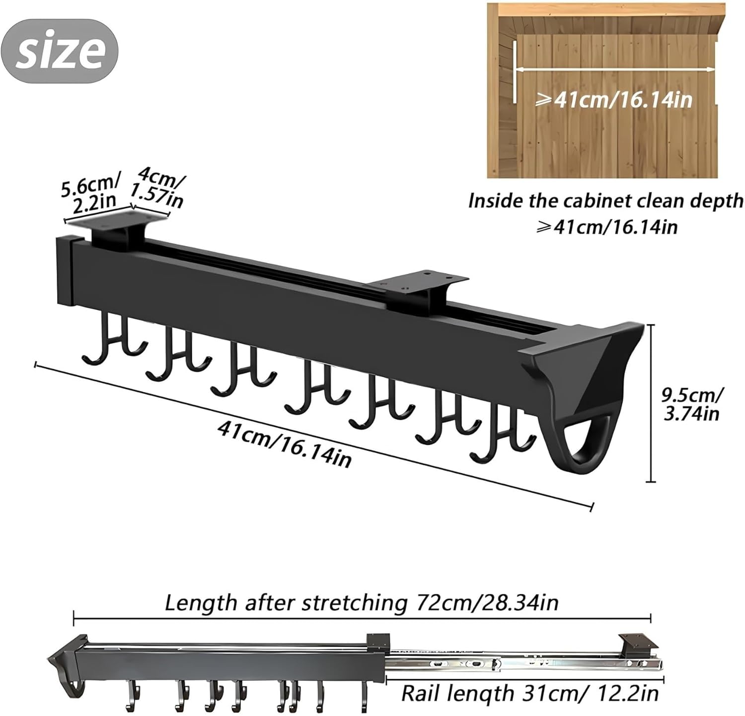 Multifunctional WallMounted Storage Rack for Garage Broom and Mop Organizer Sliding Hook System for Kitchen Closet Home 20.07in18 Hooks for Efficient Space Saving