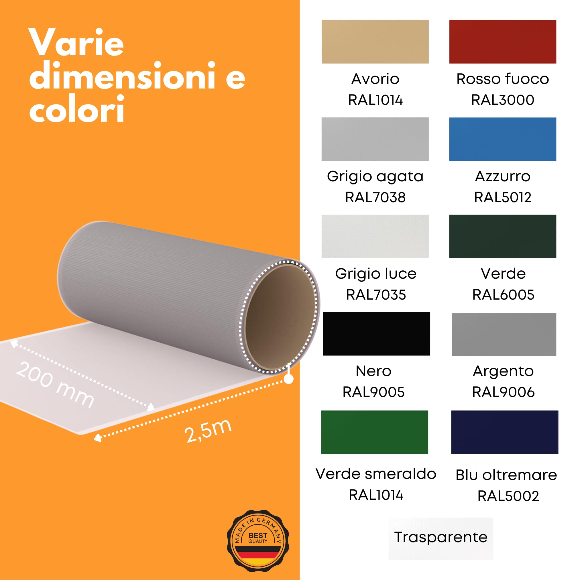Toppe di riparazione autoadesive | camion, rimorchio, tenda, tenda da sole, campeggio, ombrelloni, piscina | disponibile in molti colori | 2,5 m x 200 mm | Trasparente