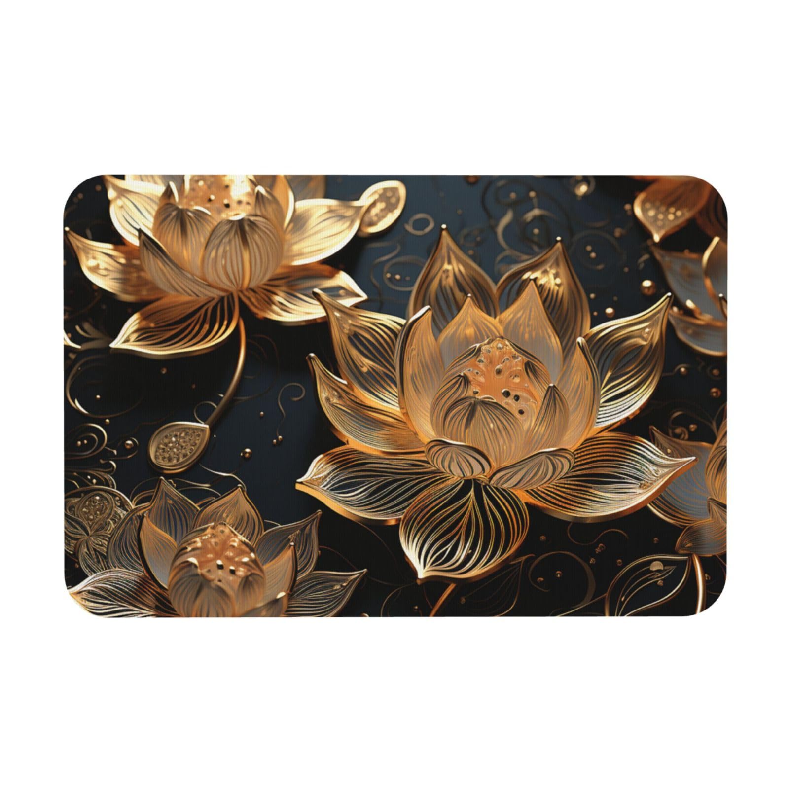 Tapis de bain en pierre fleurs dorées pour douche moderne