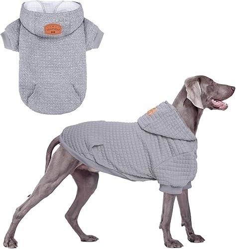 Vista 143 de BEAUTYZOO Suéter con capucha para perros pequeños y medianos con bolsillos, ropa para perros pequeños y medianos, abrigos de algodón laminado
