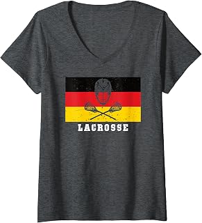 Womens German Flag for Mens Lax Athlete Germany Fan Lacrosse V-Neck T-Shirt