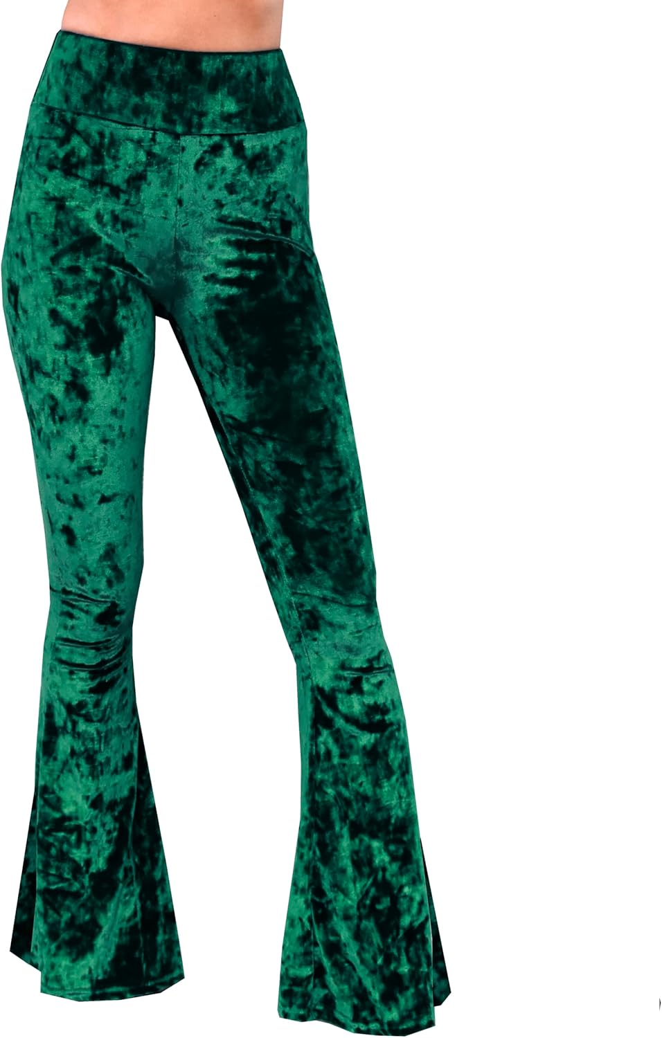 Daisy Del Sol Crushed Velvet High Waisted Comfy Soft Stretch 70s Yoga Loungewear Bell Bottom Flare Pants - Image 2