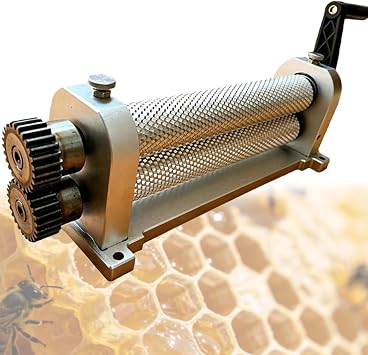 Manual Beeswax Comb Foundation Machine Bee Wax Sheet Roller Mills Machine Honeycombs Printing Stamper, 280mm Aluminum Alloy Beeswax Roller for Producing Honey Comb 4.9mm