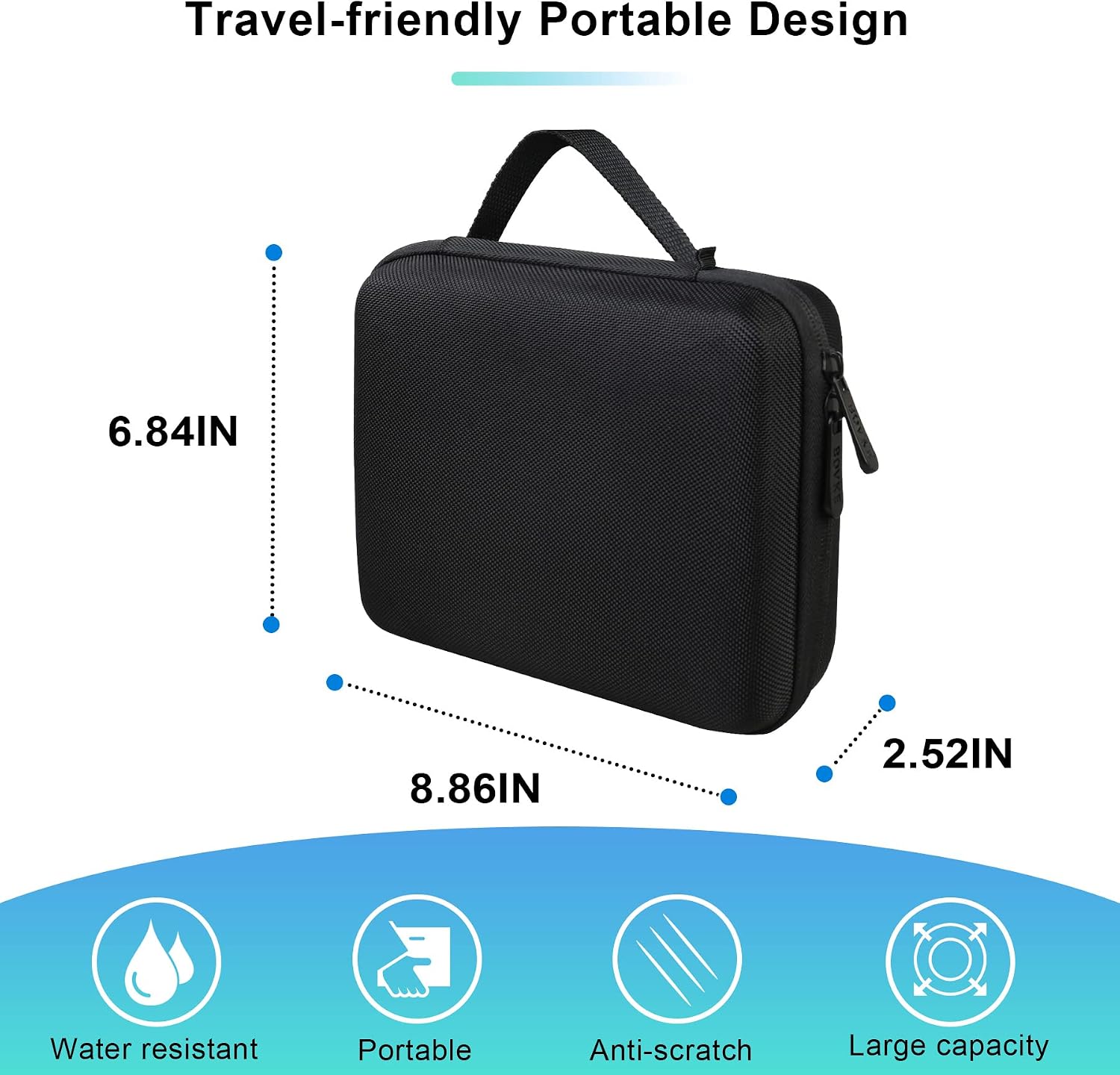 DYMO BOVKE Travel Case for LetraTag 200B Bluetooth Label Maker, Wireless Compact Printer Holder with Extra Space for Refills and Batteries, Black