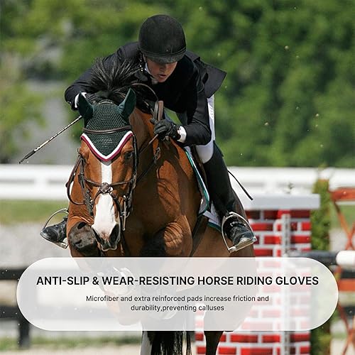 Vista 21 de ChinFun Guantes de equitación prémium para mujeres y jóvenes, transpirables, ligeros, con agarre cómodo