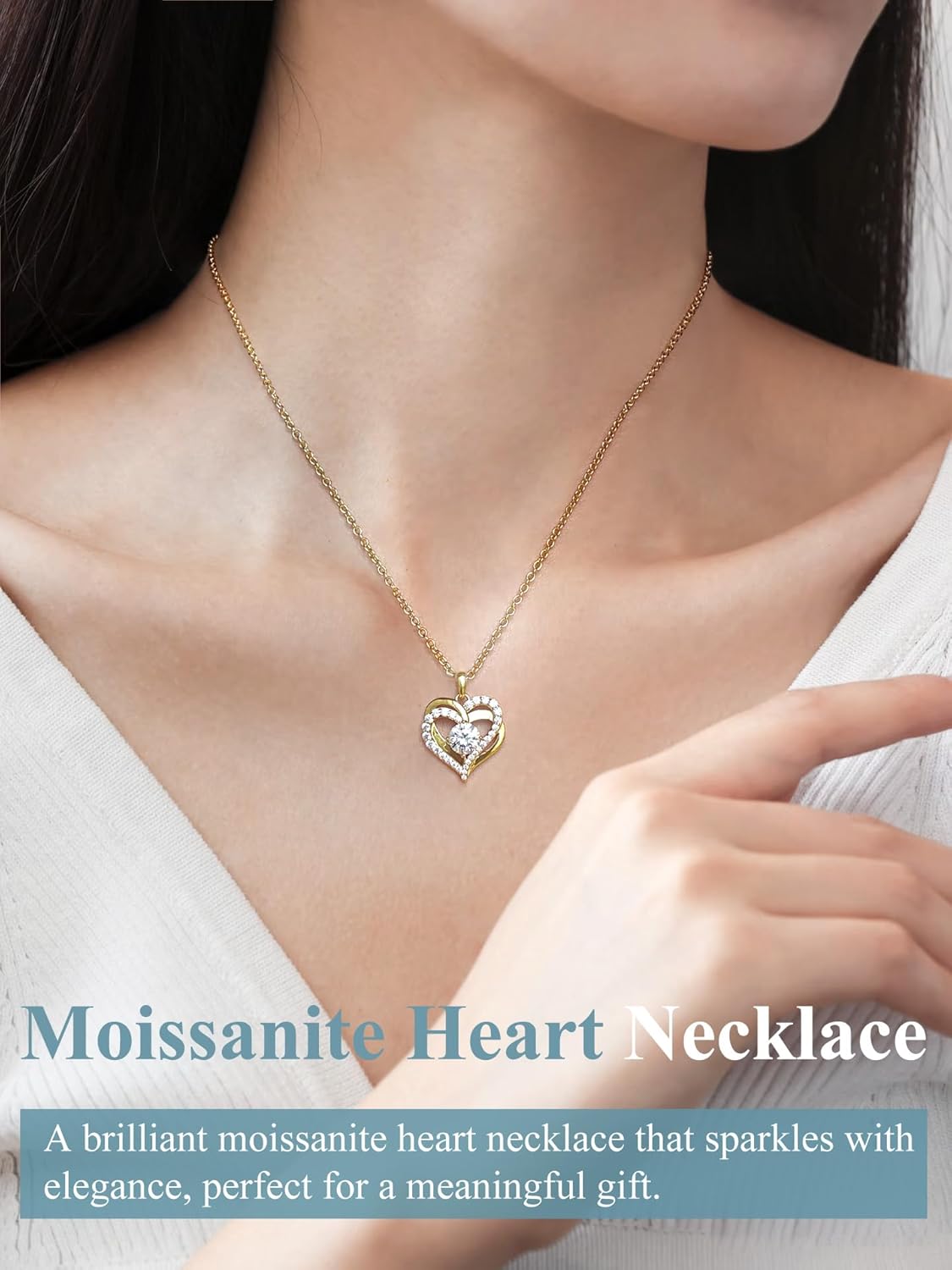 Moissanite Heart Necklace for Women Moissanite Pendent for Her S925 Dainty Love Pendant Anniversary Birthday Gifts for Women Jewelry Presents for Wife Mom Her - Image 3