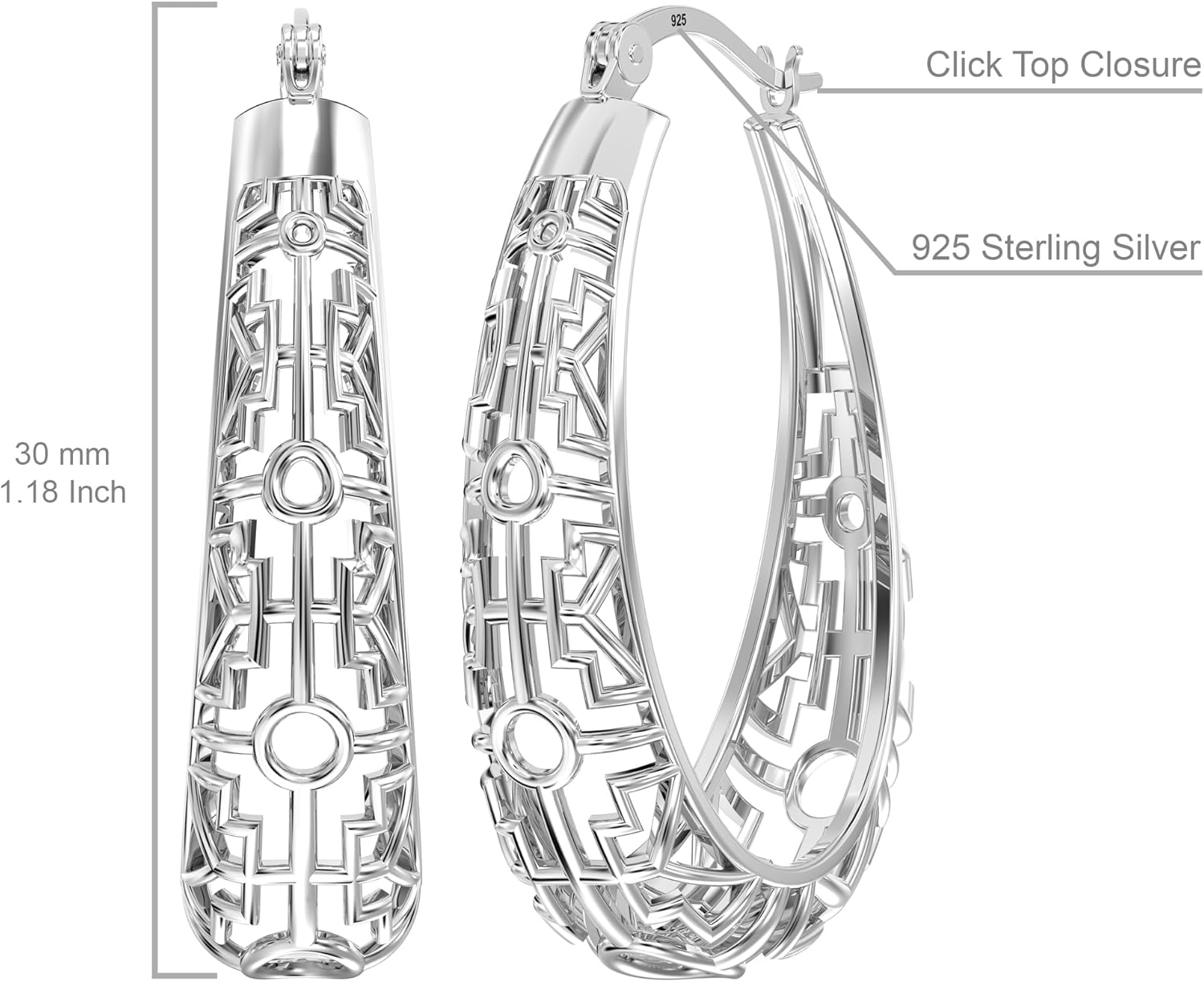 LeCalla 925 Sterling Silver Hoop Earrings | Women's Filigree Hoop Earrings | Openwork Mesh Filigree Cut Earring | Lightweight & Hypoallergenic Vintage Hoop Earrings for Women - Image 4