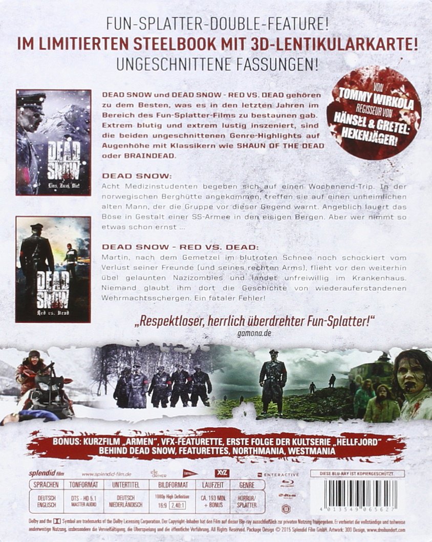 DEAD SNOW 1 ET 2 STEELBOOK BLURAY AVEC LENTICULAIRE