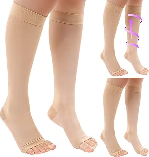 Shellwei 3 Pairs Compression Socks Women 20-30 Mmhg Open Toe