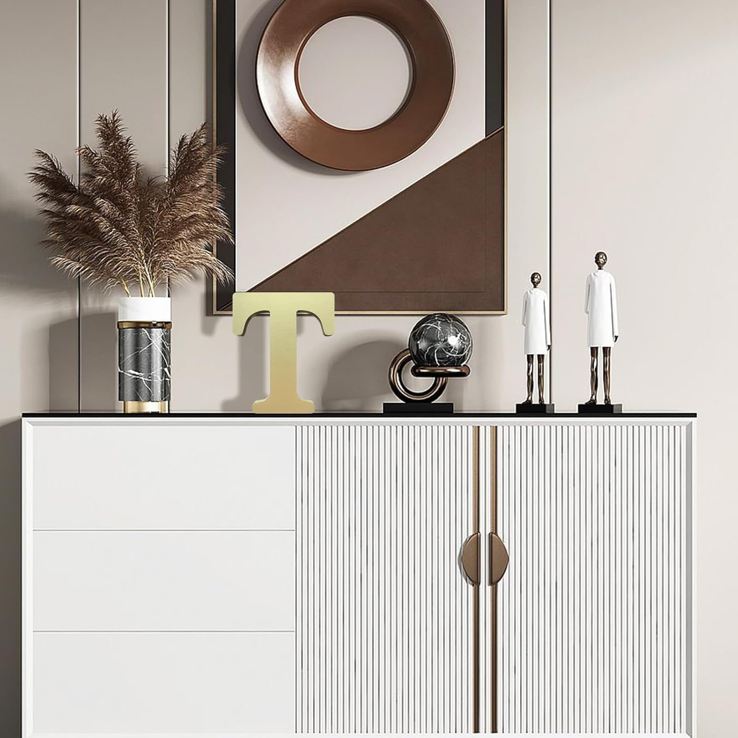 6 Inch 3D Golden Wooden Letters, Unfinished Wood Alphabet for Letter Board - Wall Decor - DIY - Painted - Educational - Home Wall Decoration (Letter T)