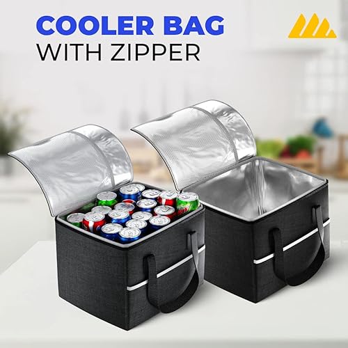 Miniatura 6 de Integral Organizador de maletero premium con bolsas de compras reutilizables y hielera, contenedor de almacenamiento plegable con bolsa térmica