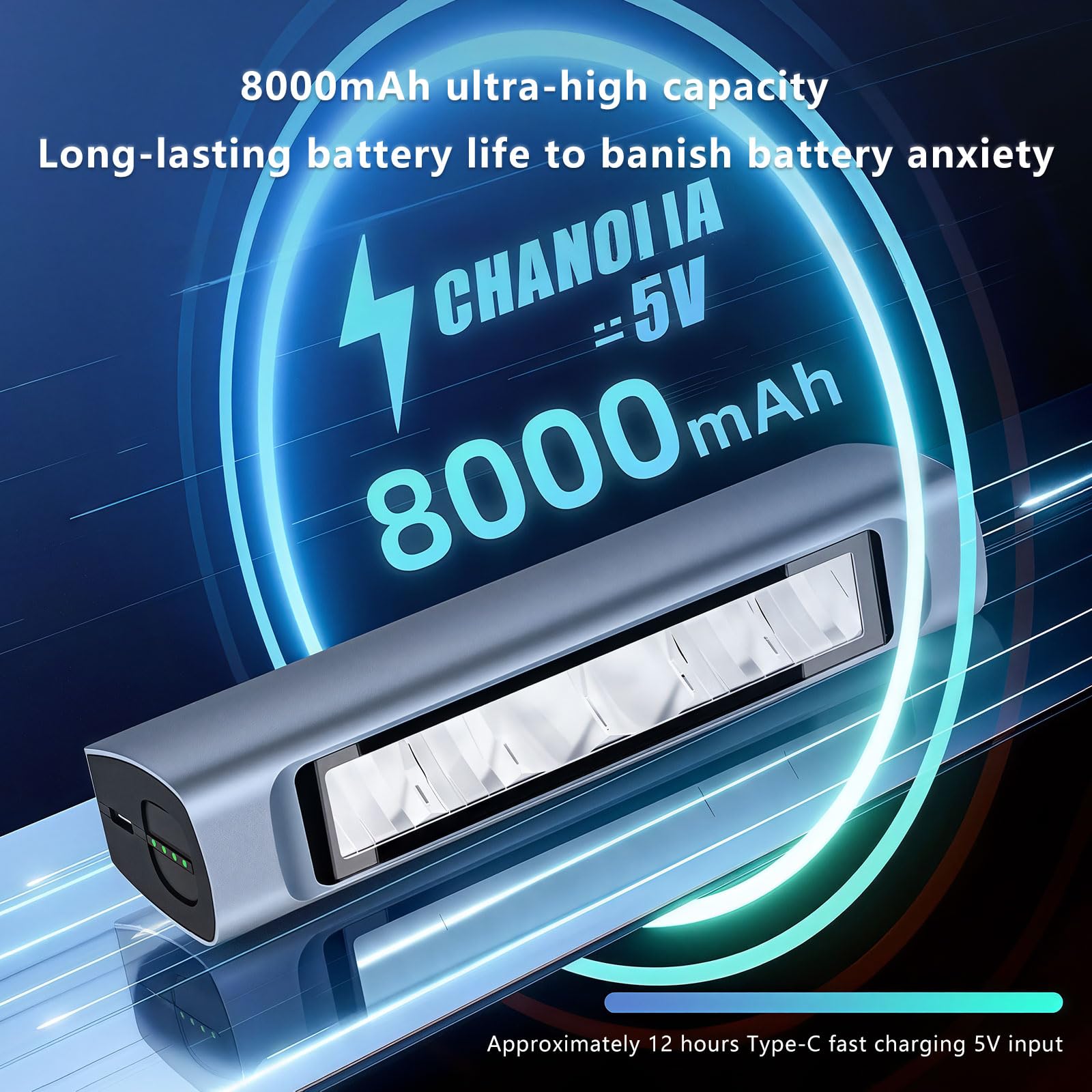 Luz portátil para bicicleta, 3400 lúmenes, batería de 8000 mAh, impermeable, carga tipo C, incluye kit de montaje para bicicletas, ideal para paseos nocturnos y seguridad
