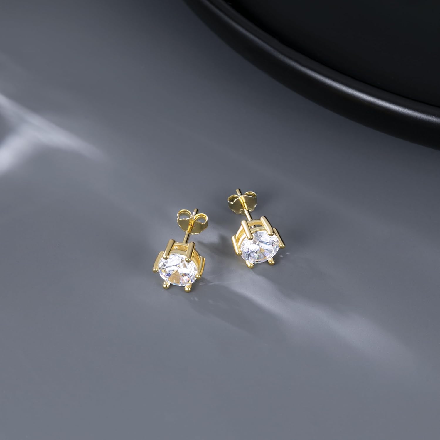 SLUYNZ Solid 925 Sterling Silver Sparkling Cubic Zirconia Stud Earrings for Women Teens Round CZ Stud Earrings 5MM/6MM/7MM Simulated Diamond Studs - Image 4