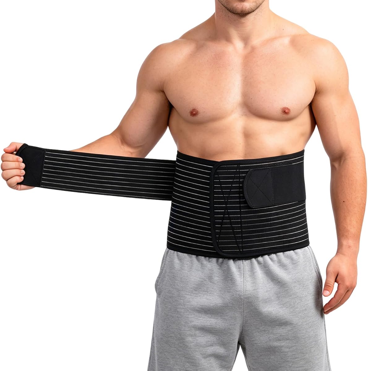 Abdominal Binder for Men Women, Adjustable C Section Belly Band Postpartum Wrap, Soft Hernia Support Belt for Hysterectomy Surgery Recovery, Breathable Sacroiliac Compression Band