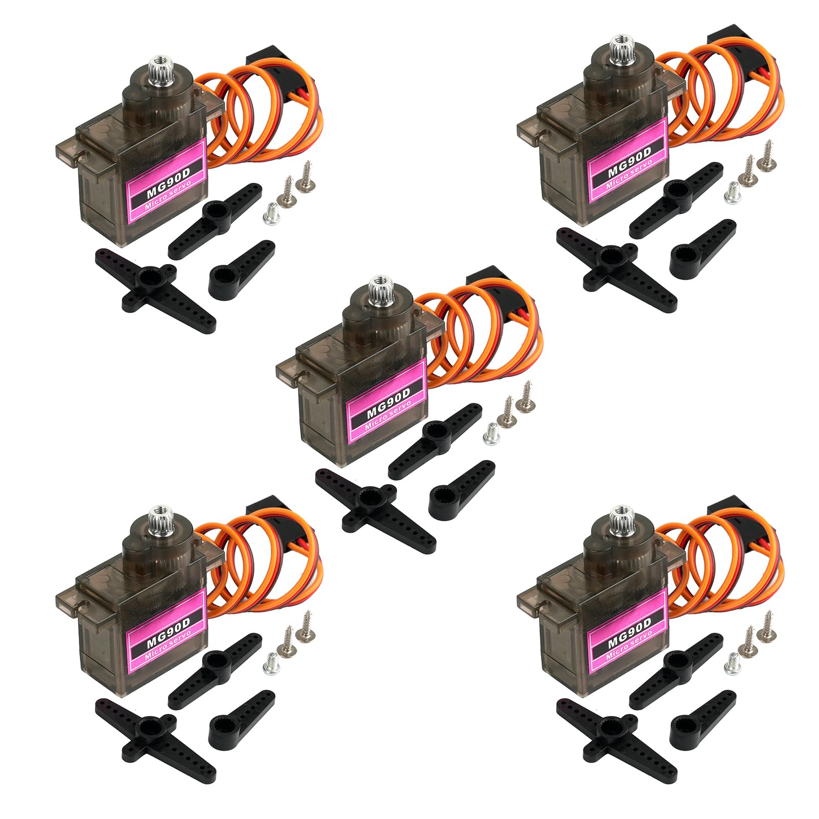 5PCS 9G Micro Digital Mini Servo Aggiornato MG90D 180/270/360 Gradi Funzioni di Potenza Full Metal Gear Brush Motor per RC Aereo Elicottero Drone Parti (270 gradi)
