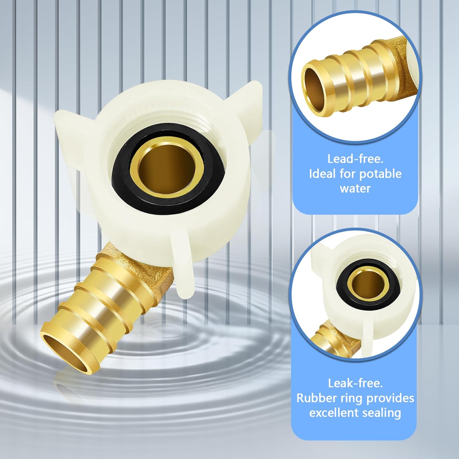 6Pcs Pex Swivel Elbow Brass Crimp Fittings,1/2in x 1/2in Female NPT 90-degree NPSM Brass Crimp Fittings for RV Pex Faucet Connector, ASTM F1807 (A)