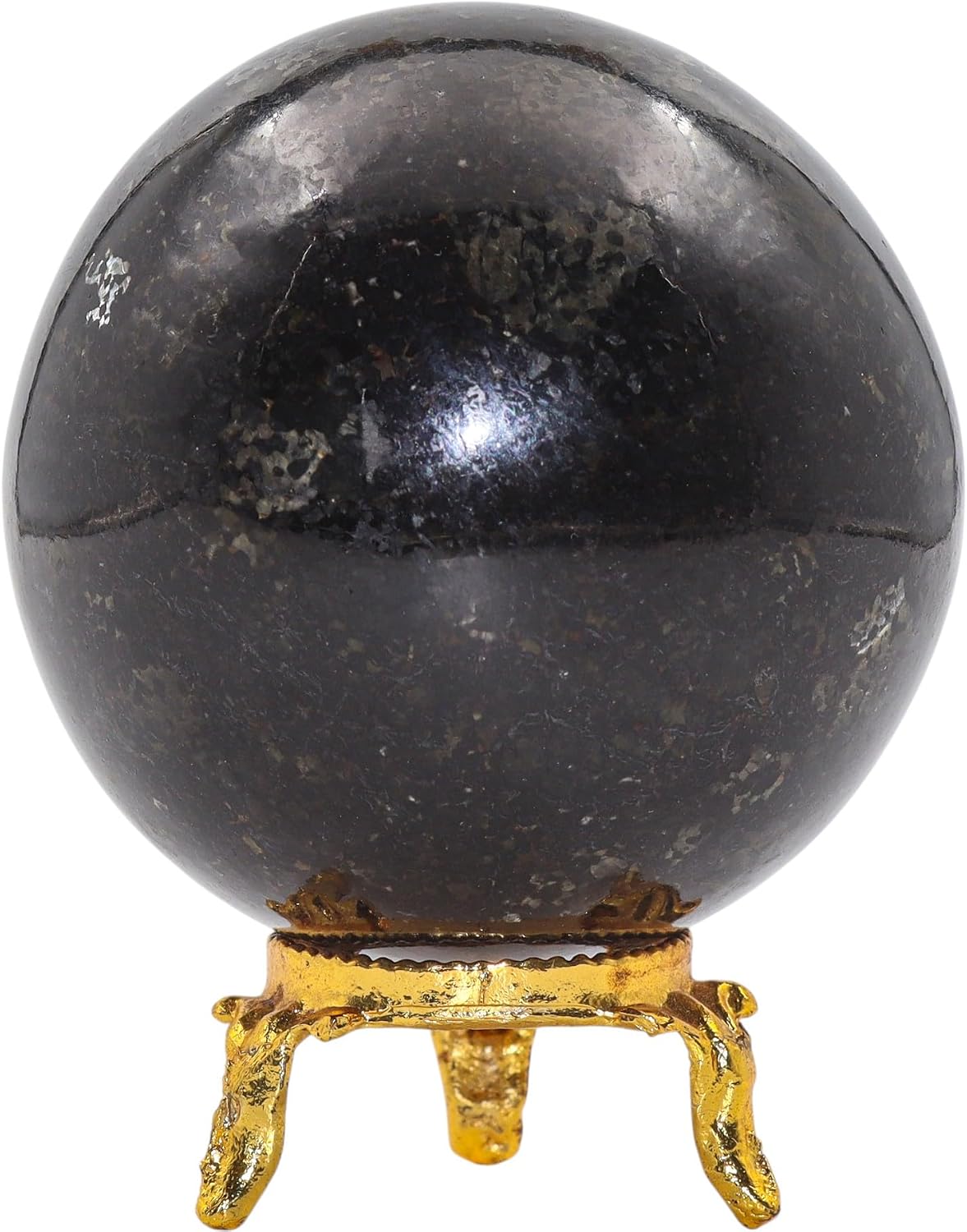 KAM’R GEM Healing Energies Natural Nuummite Crystal Ball 60mm 2.4" - Hand Carved Polished Healing Stone Sphere for Meditation, Reiki, Root Chakra Protection & Home Decor Gift