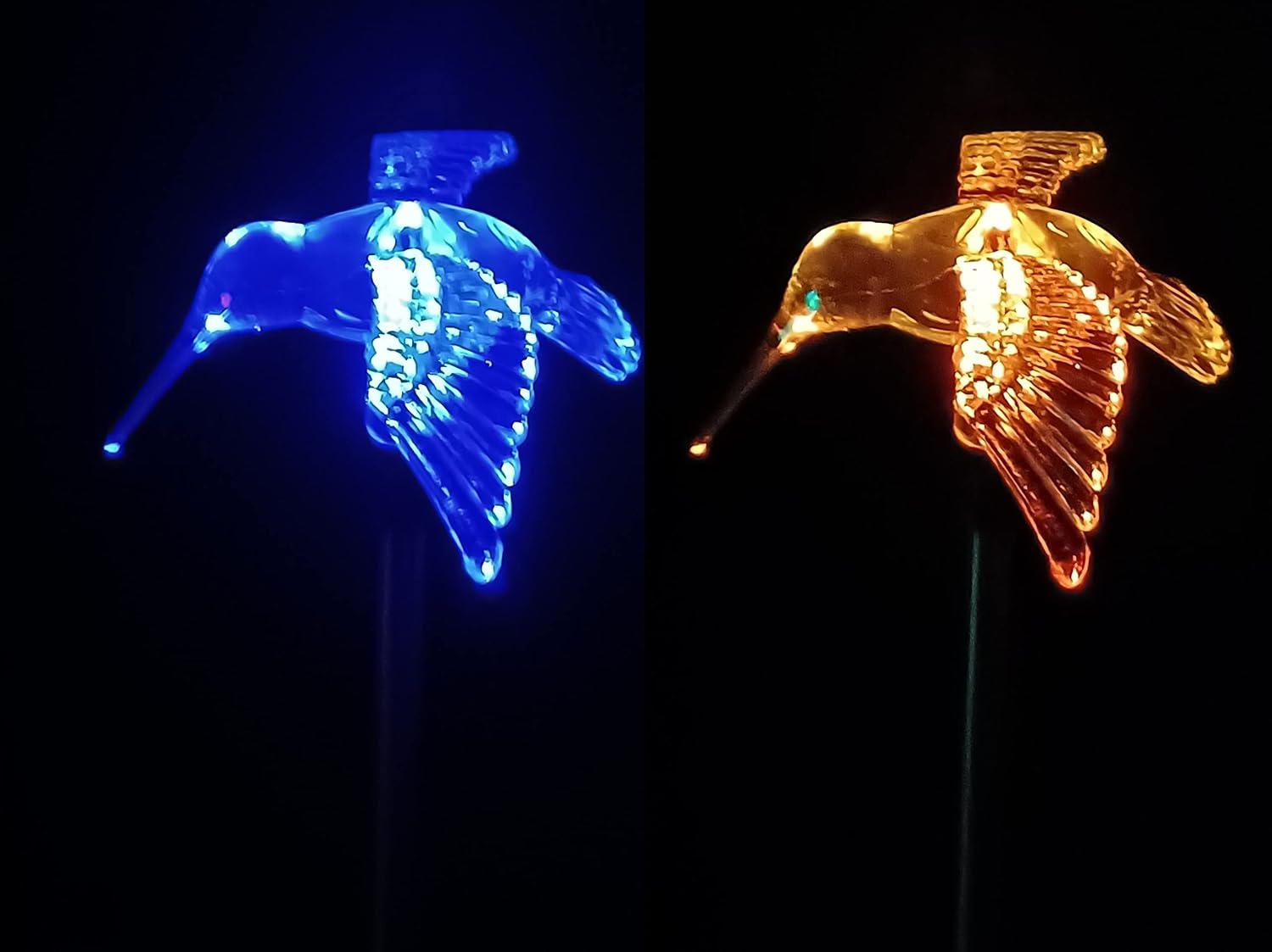 Starry Illuminate 2 PCS Solar Color Changing Hummingbird Style Garden Stake Light (Wing Down)