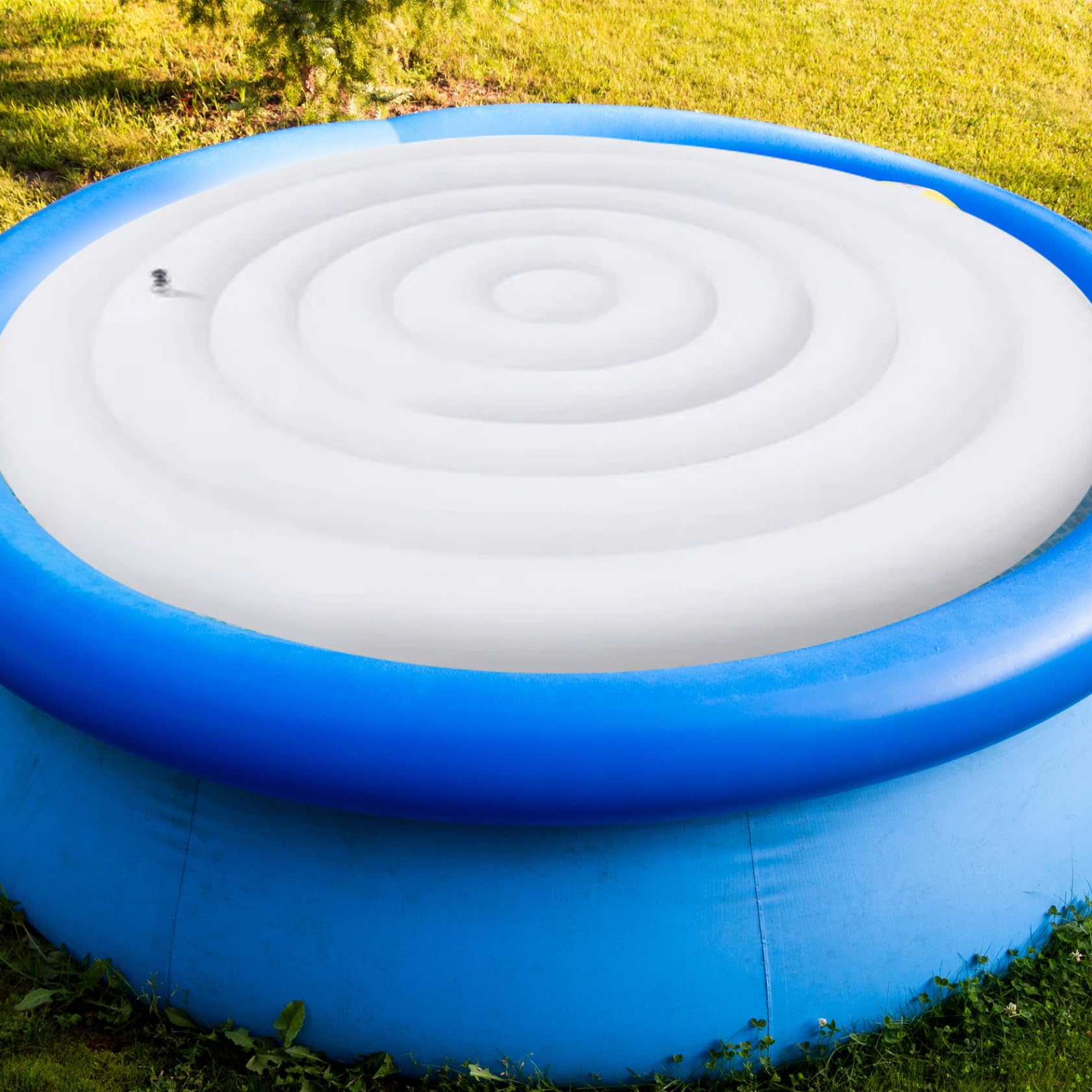 Couverture De Spa Gonflable Rond 145cm - Couvercle Bain à Remous Anti-Pluie, Coupe-Vent Avec Valve De Gonflage Rapide Et Anses